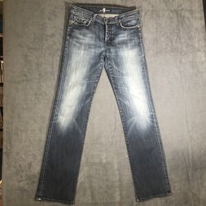 7 For All Mankind Jeans Mens Size 33 Blue Standard Fit Stretch Button Fly